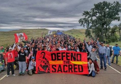 Native Americans march to a burial-ground sacred site that was disturbed by bulldozers building the Dakota Access Pipeline near Cannon Ball, N.D.
BECK/AFP/GETTY IMAGES