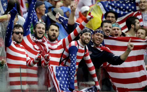 USA supporters cheer for their national team during the group G World Cup soccer match between the USA and Germany at the Arena Pernambuco in Recife, Brazil, Thursday, June 26, 2014. (AP Photo/Ricardo Mazalan) ORG XMIT: WCDP144