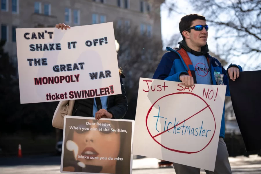 Protesters demonstrate against Live Nation Entertainment and Ticketmaster outside the US Capitol on January 24, 2023, in Washington, DC. Drew Angerer/Getty Images
